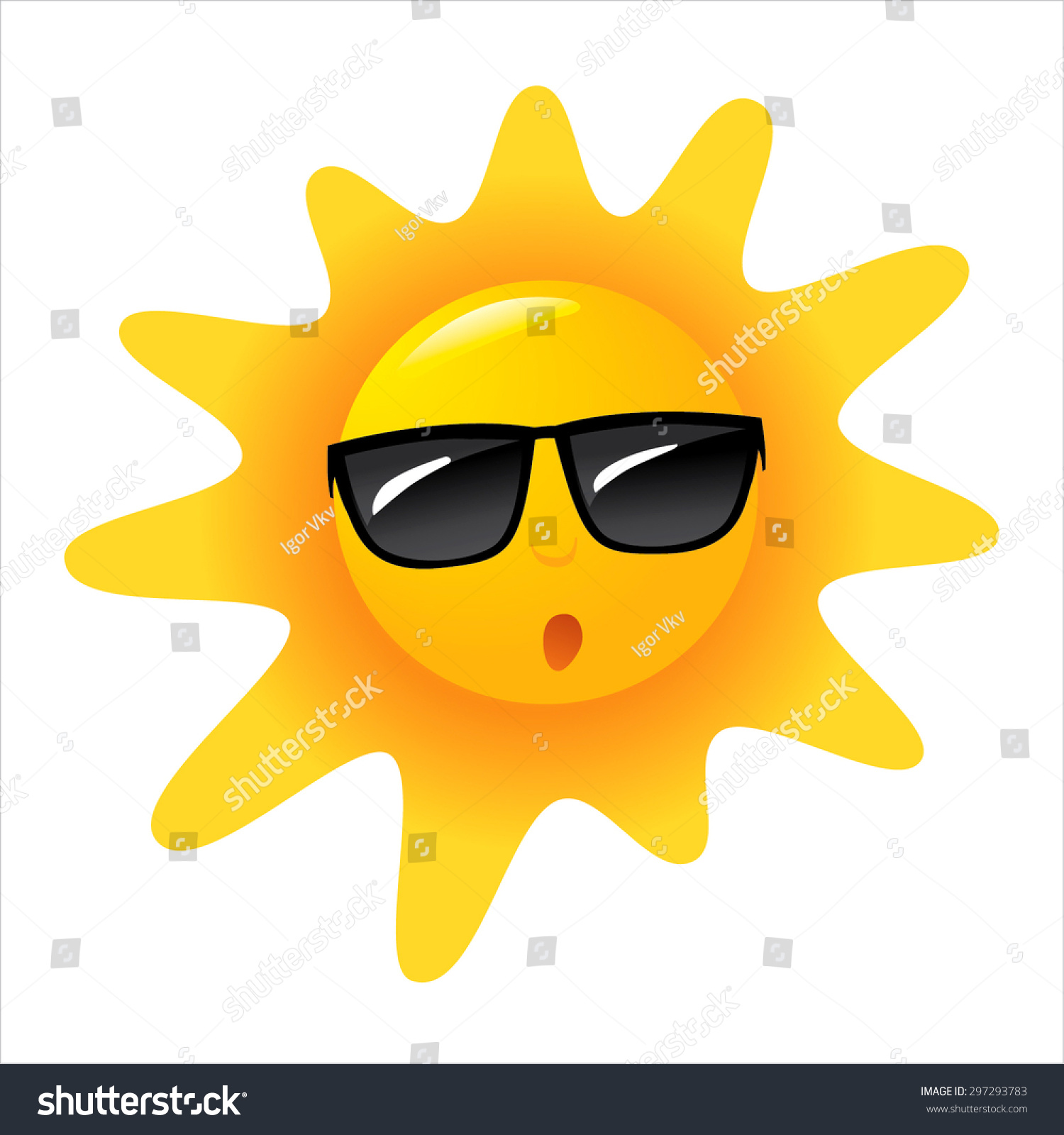 Shining Yellow Sun Cartoon Illustration Stock Vector (Royalty Free ...