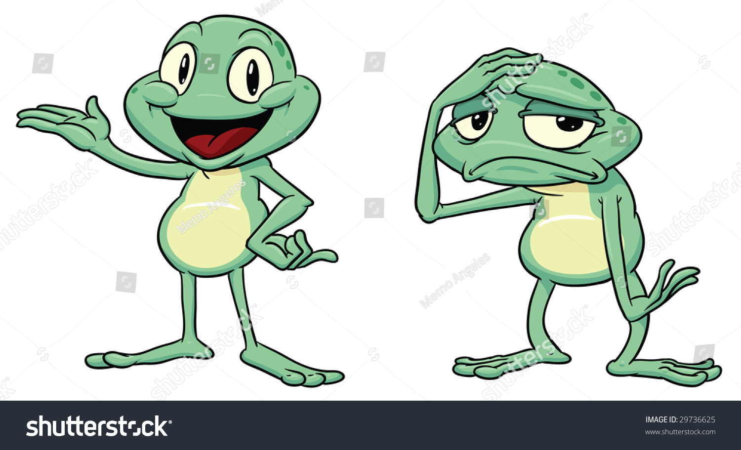 Happy Sad Cartoon Frogs Each On 库存矢量图（免版税）29736625 Shutterstock