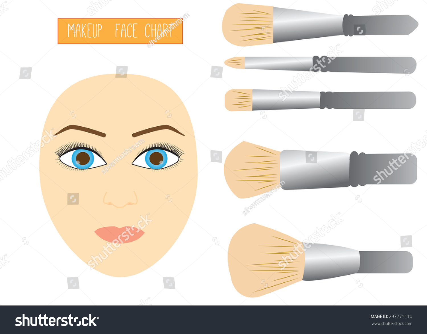 Face Chart Makeup Stock Vector (Royalty Free) 297771110 | Shutterstock