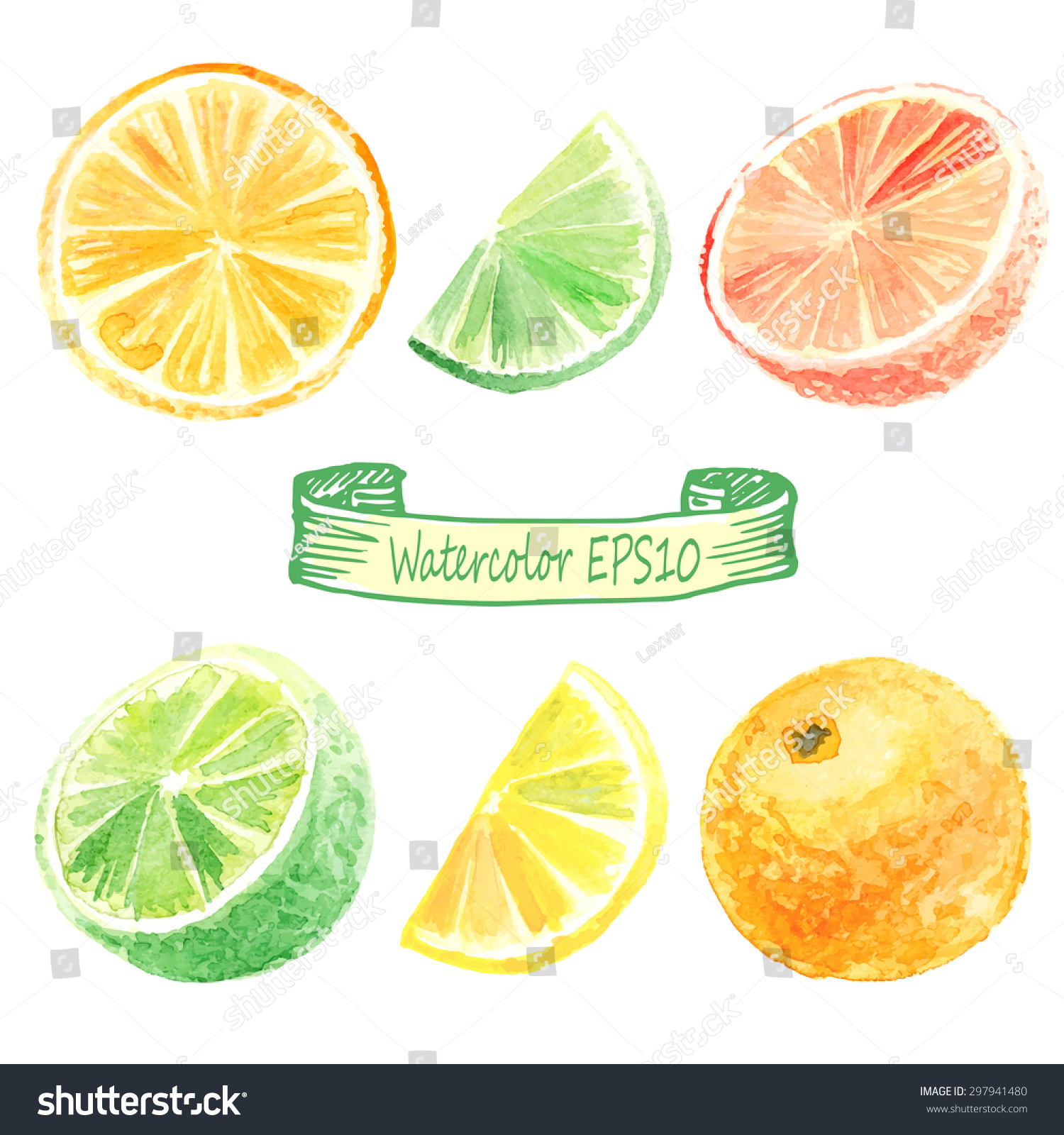 Нарисованные лимонные и апельсиновые дольки
