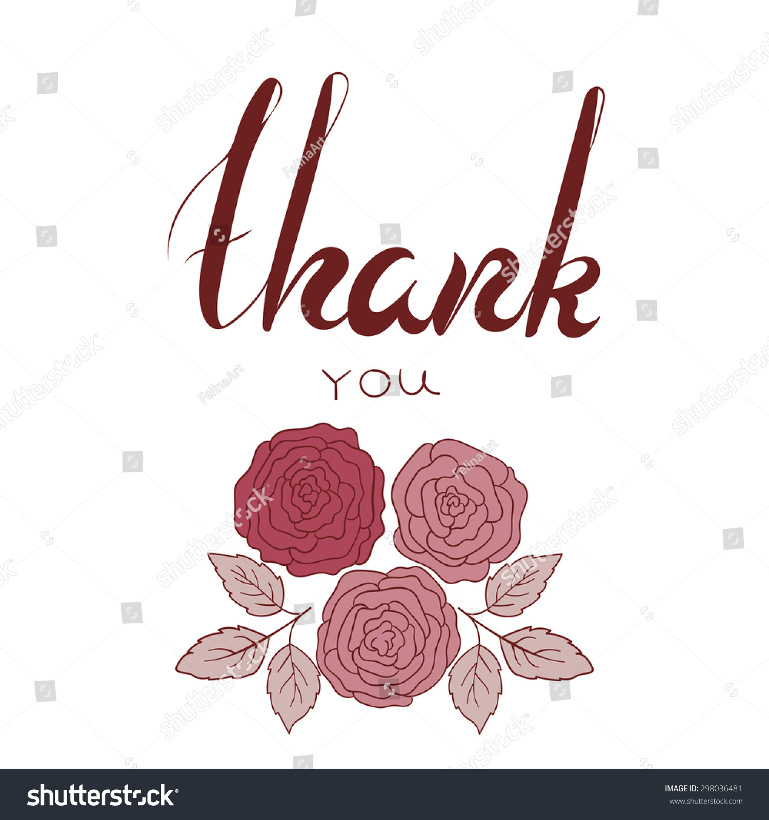 Thank You Phrase Flowers Marsala Color Stock Vector (Royalty Free ...