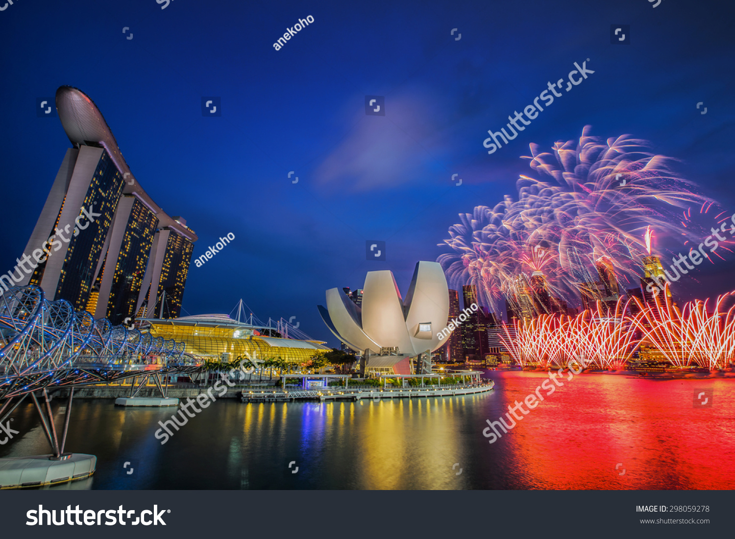 Firework 50sg Festival Singapore Marina Bay Stock Photo 298059278