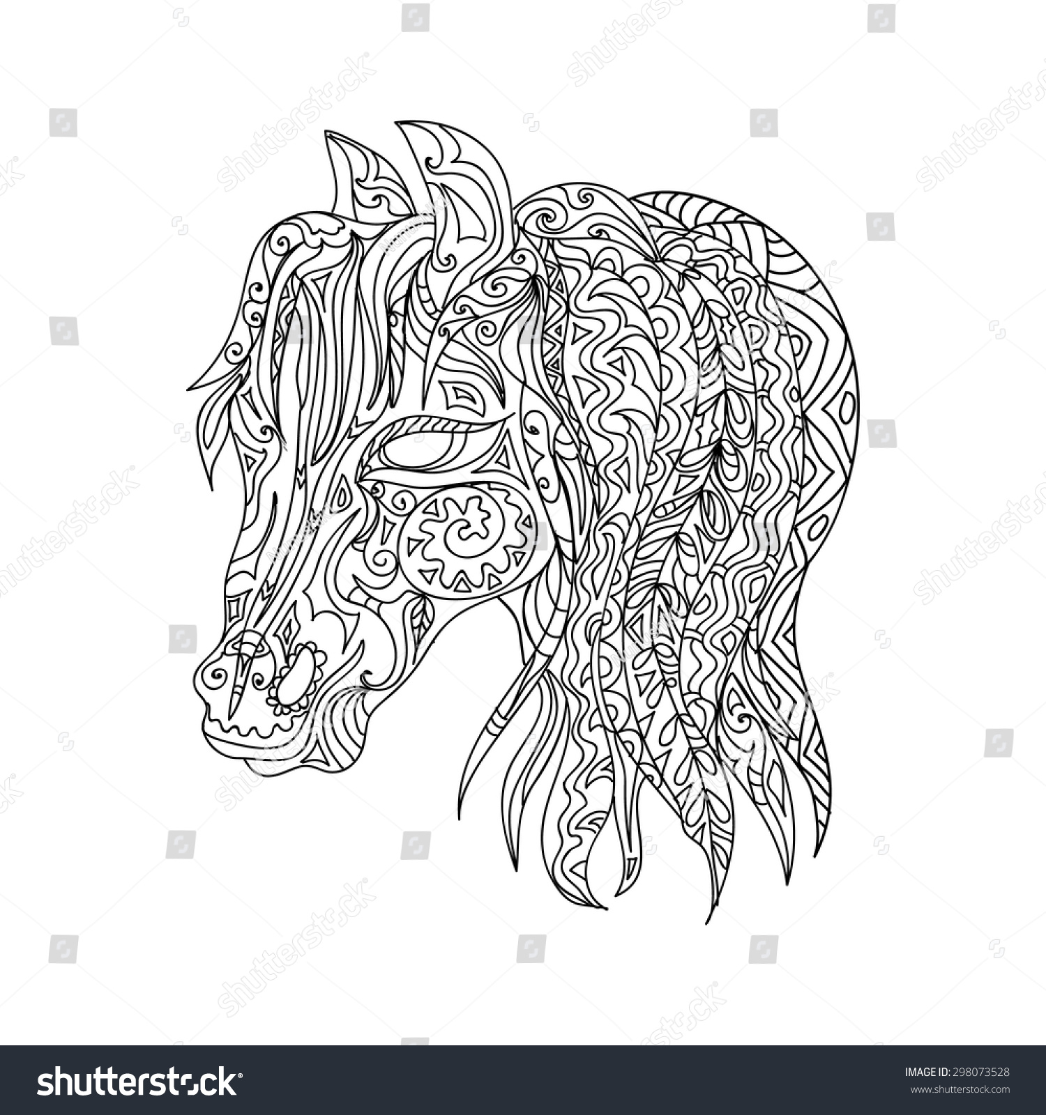 Horse Head Zentangle Stock Vector (Royalty Free) 298073528 | Shutterstock