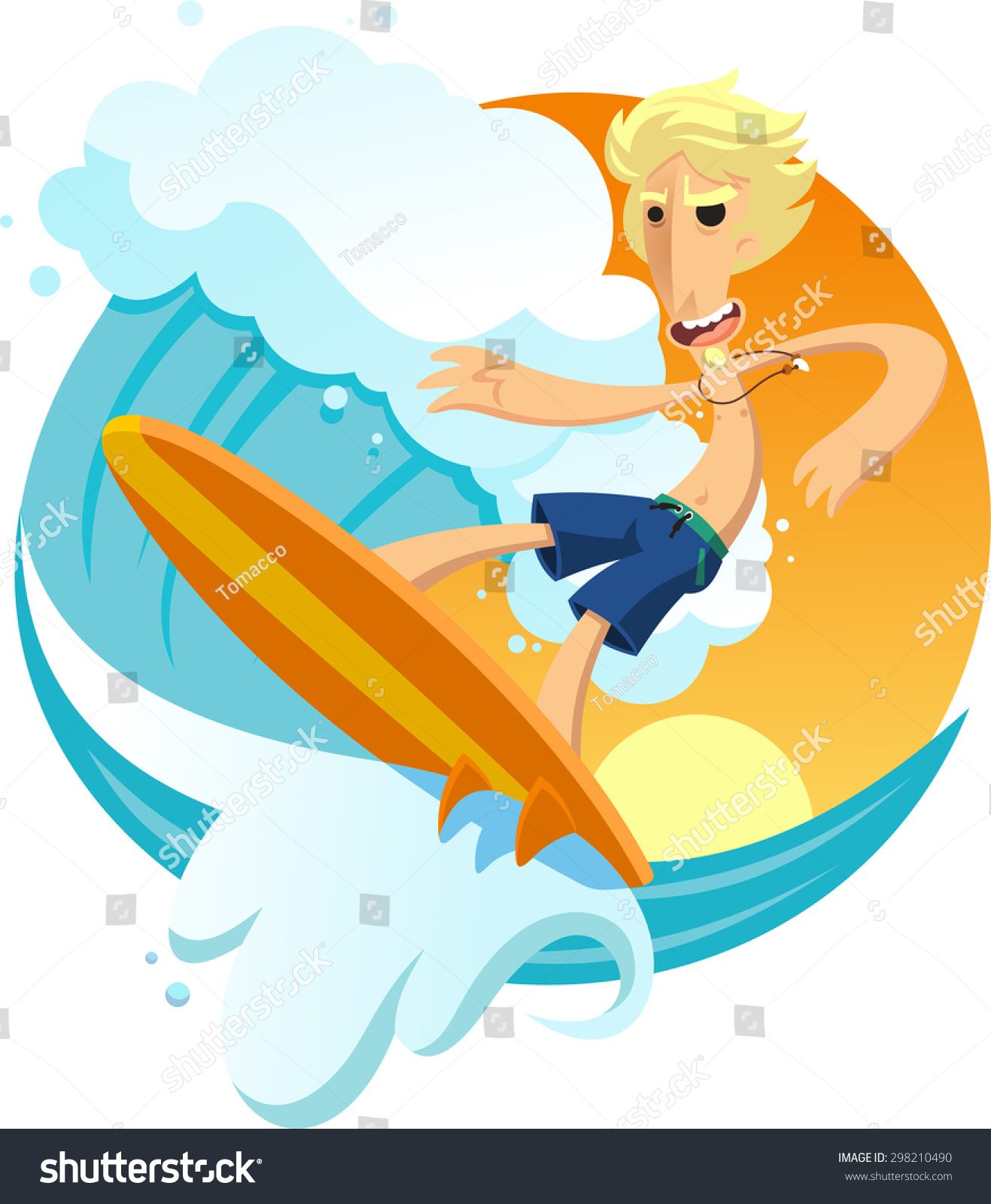 Surfer Riding Wave Surfboard Beach Vector Stock Vector (Royalty Free ...