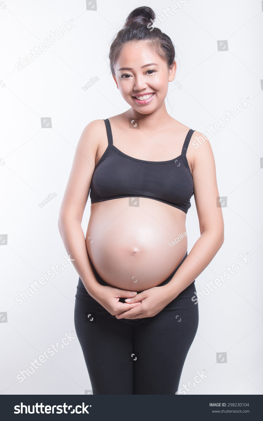 Asian Thai Pregnant Woman Studio White Stock Photo 298230104 | Shutterstock