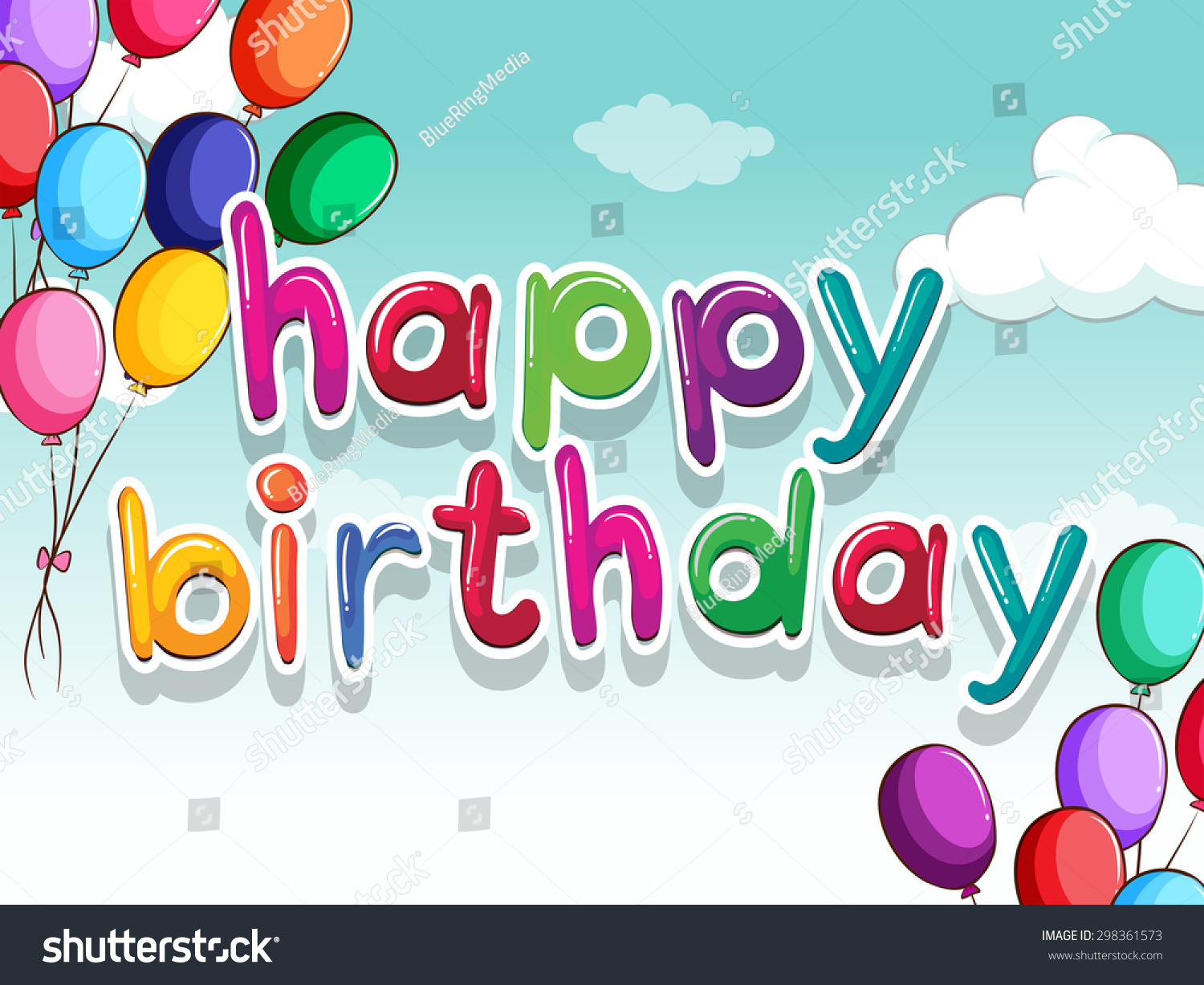 Happy Birthday Sign Balloons Sky Stock Vector (Royalty Free) 298361573 ...