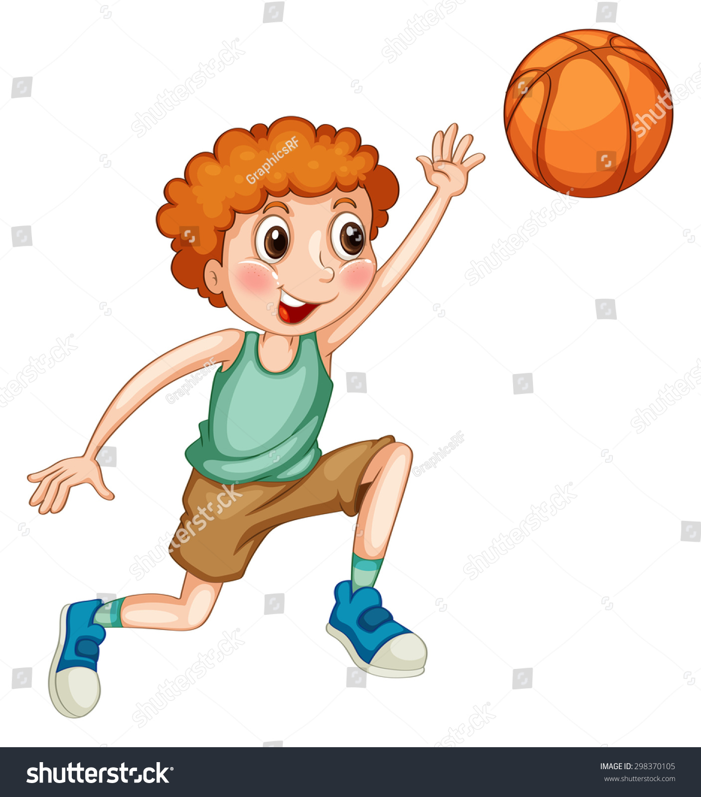 Boy Playing Baketball On White Background Stock Vector (Royalty Free ...