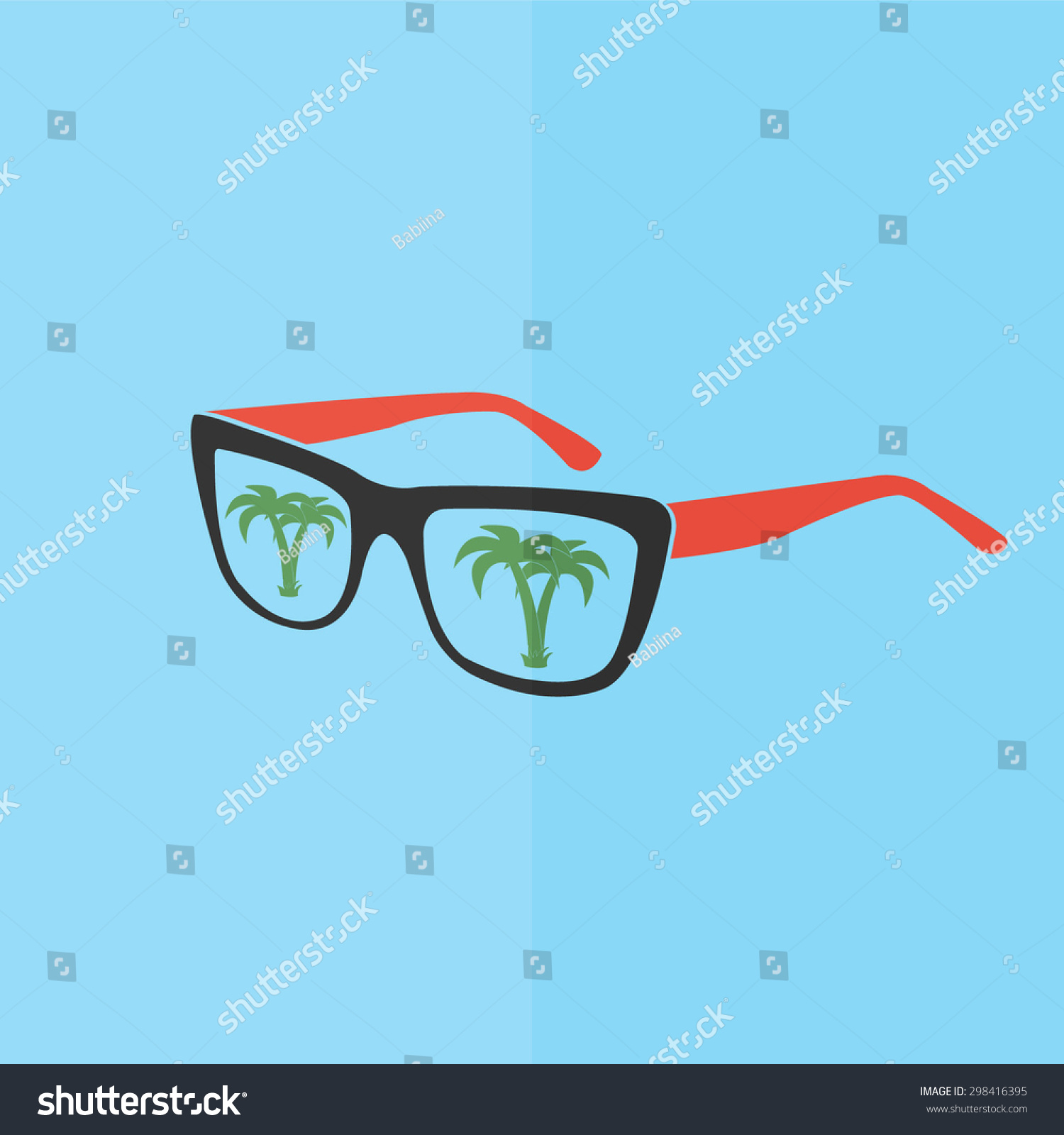 Sunglasses Tropical Island Reflection Vector Icon Stock Vector Royalty Free 298416395