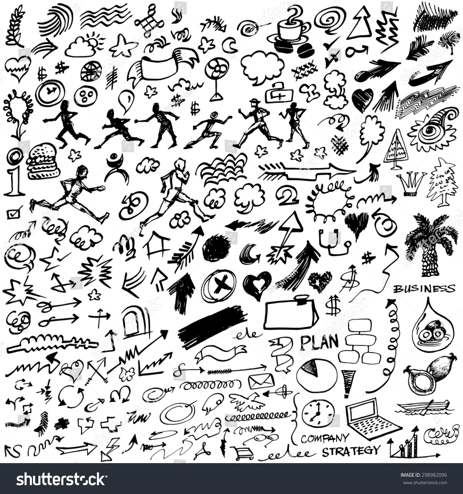 Hand Drawn Doodles Vector Set Stock Vector (Royalty Free) 298982096 ...