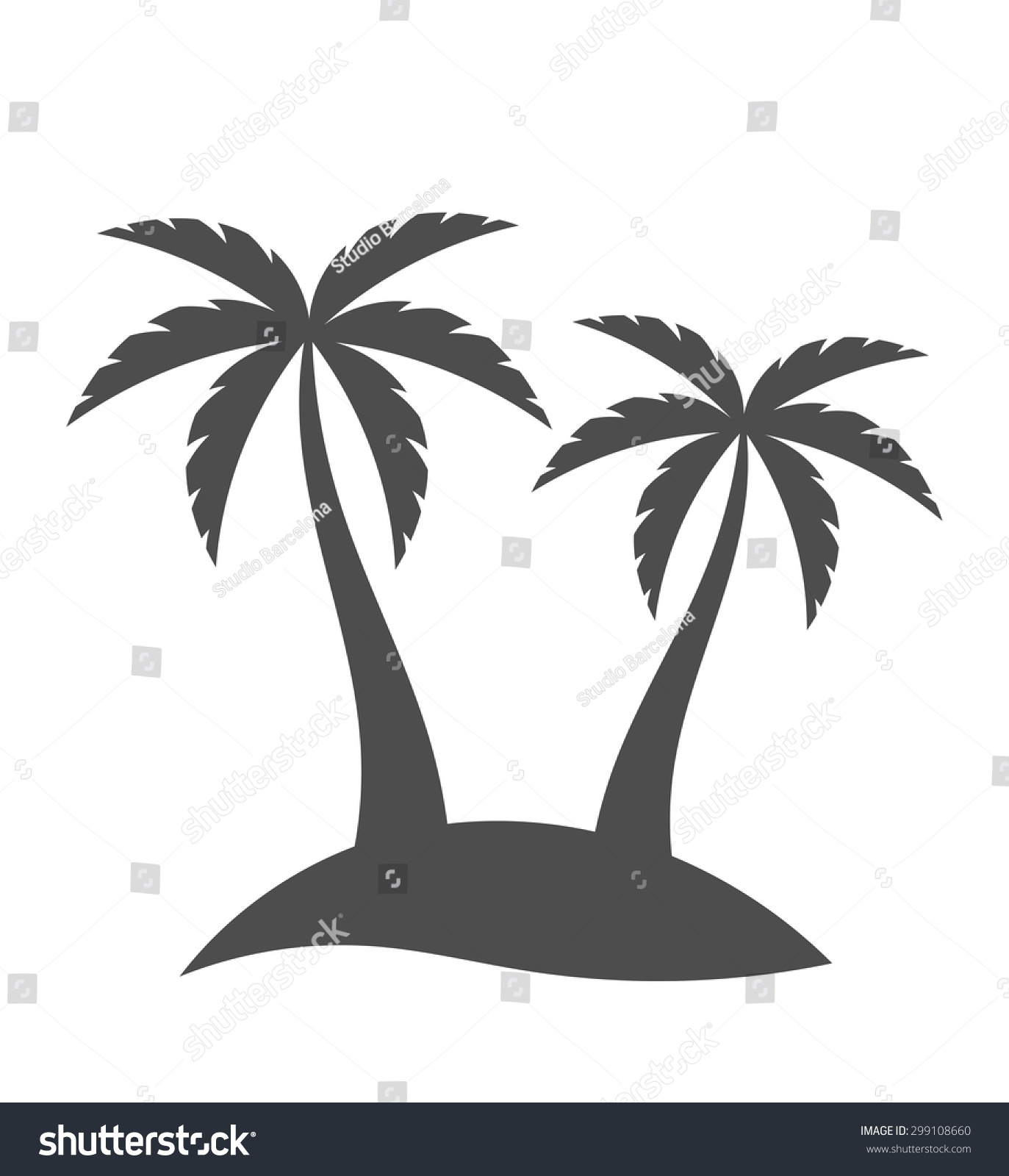 Palm Trees Silhouette On Island Vector Stock Vector (Royalty Free ...