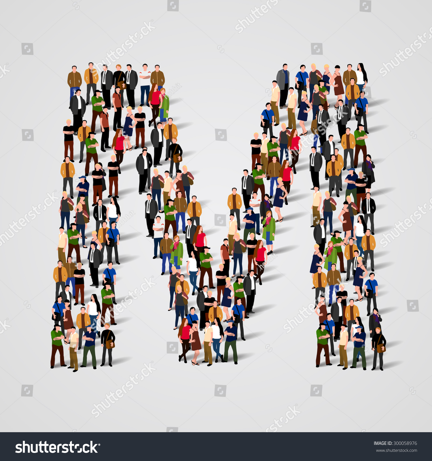 Large Group People Letter M Form Stock Vector (Royalty Free) 300058976 ...