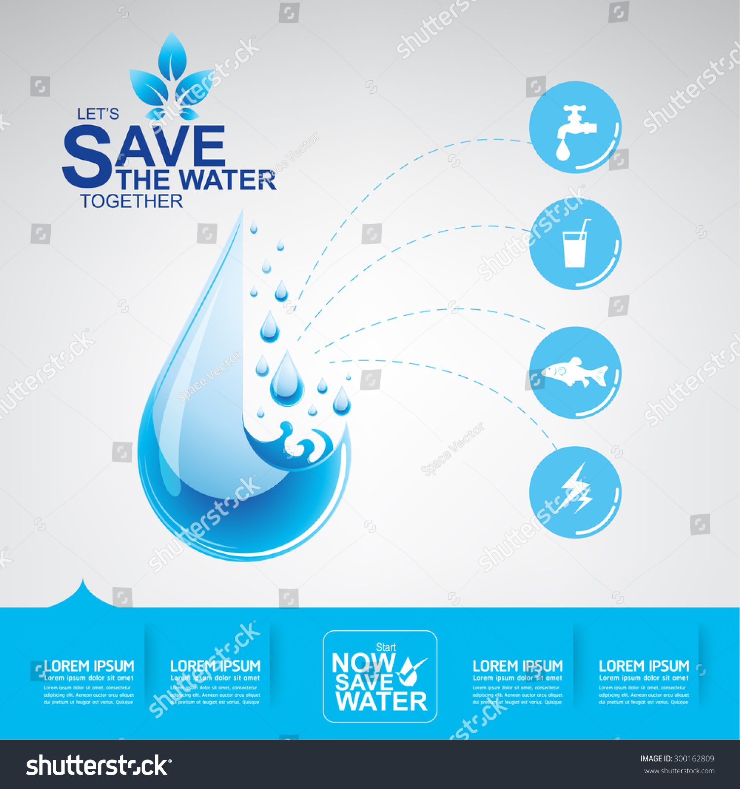 Save Water Vector Concept Ecology Stock Vector (Royalty Free) 300162809 ...