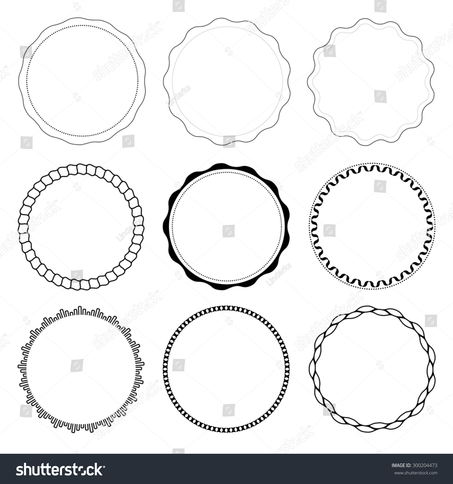 Set 9 Circle Design Frames Isolated Stock Illustration 300204473 ...