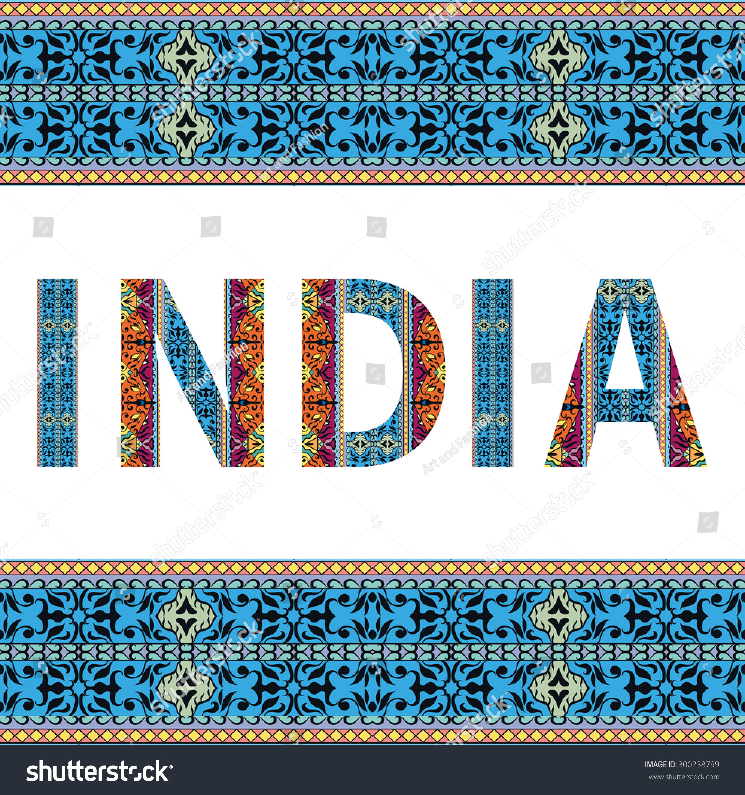 India Sign Letters Tribal Ethnic Ornament Stock Vector (Royalty Free ...