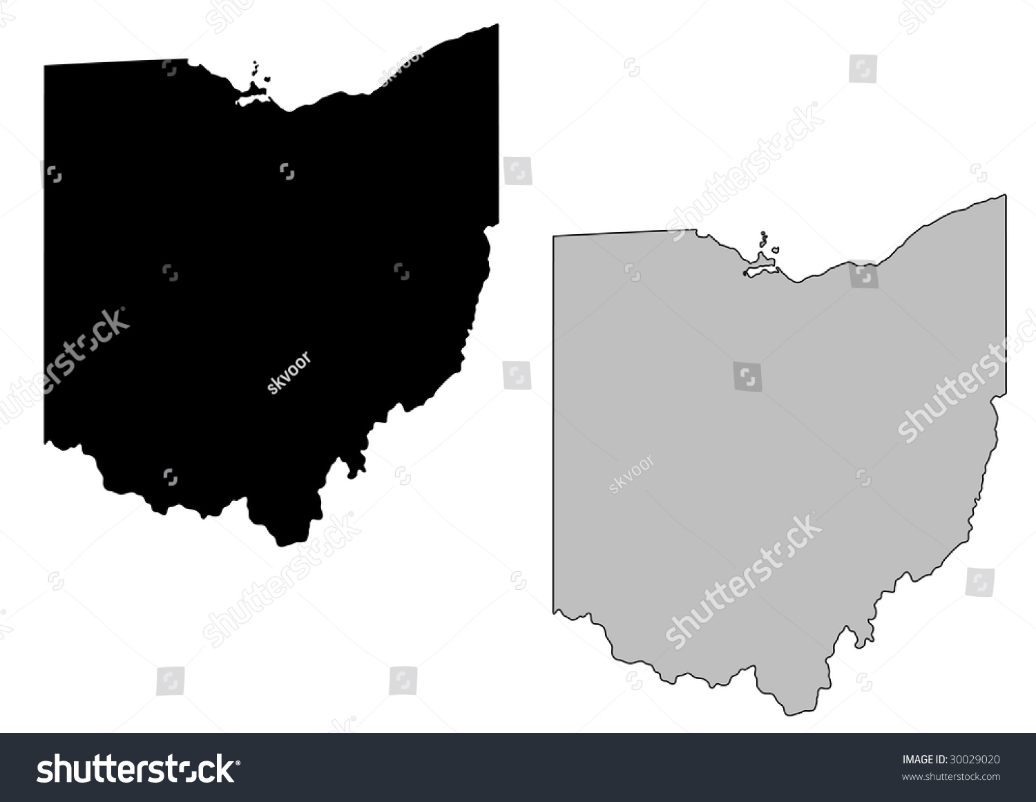 Ohio Map Black White Mercator Projection Stock Vector (Royalty Free ...