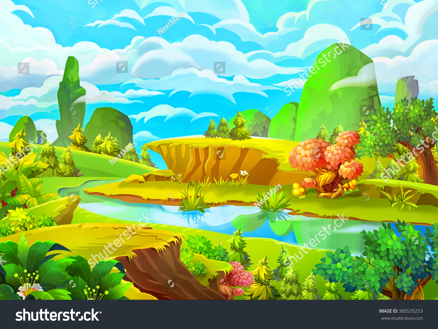 Illustration: Der Fluss. Cartoon Style. Thema: Stockillustration