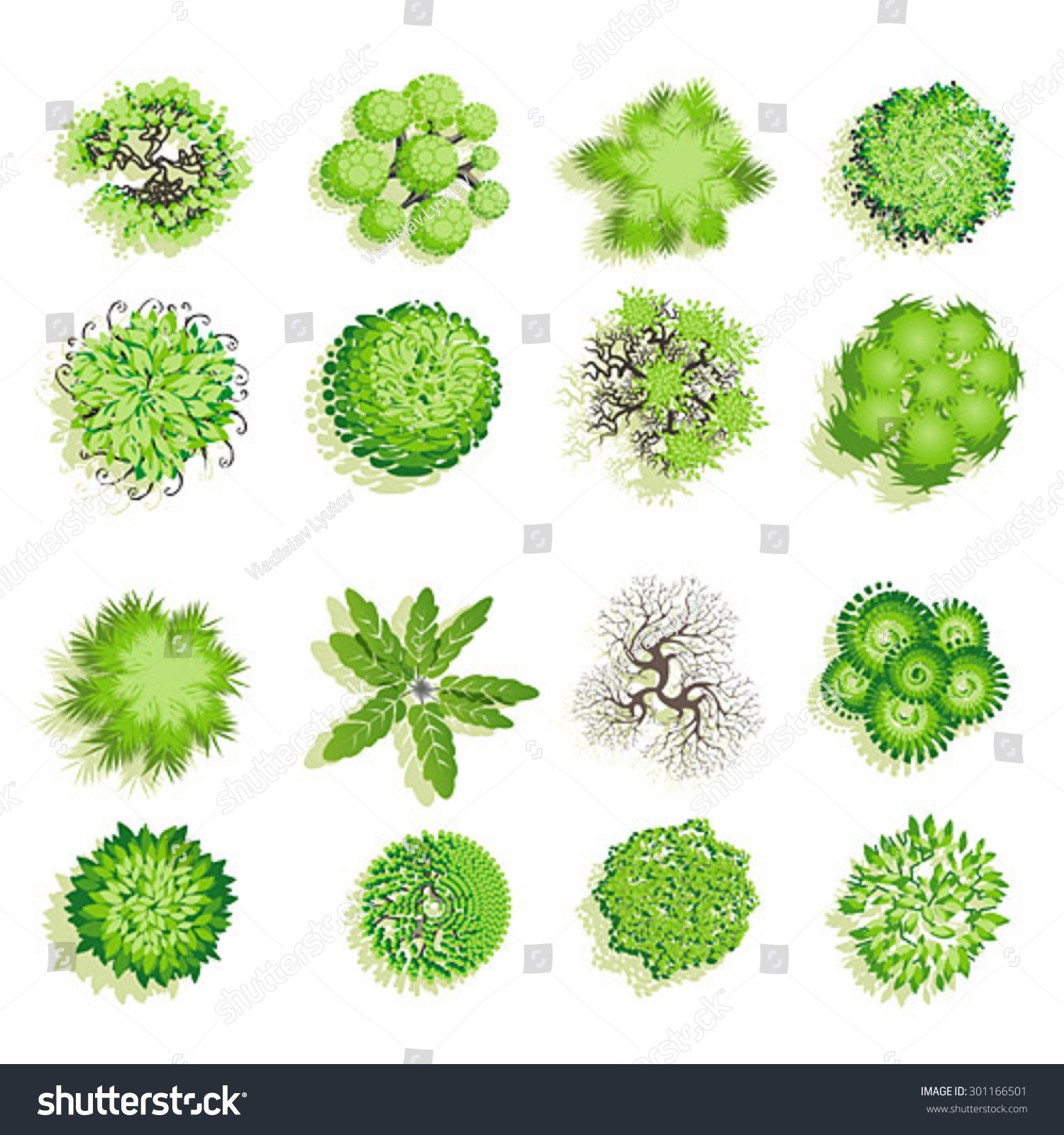 Trees Bush Item Top View Landscape Stock Vector (Royalty Free ...