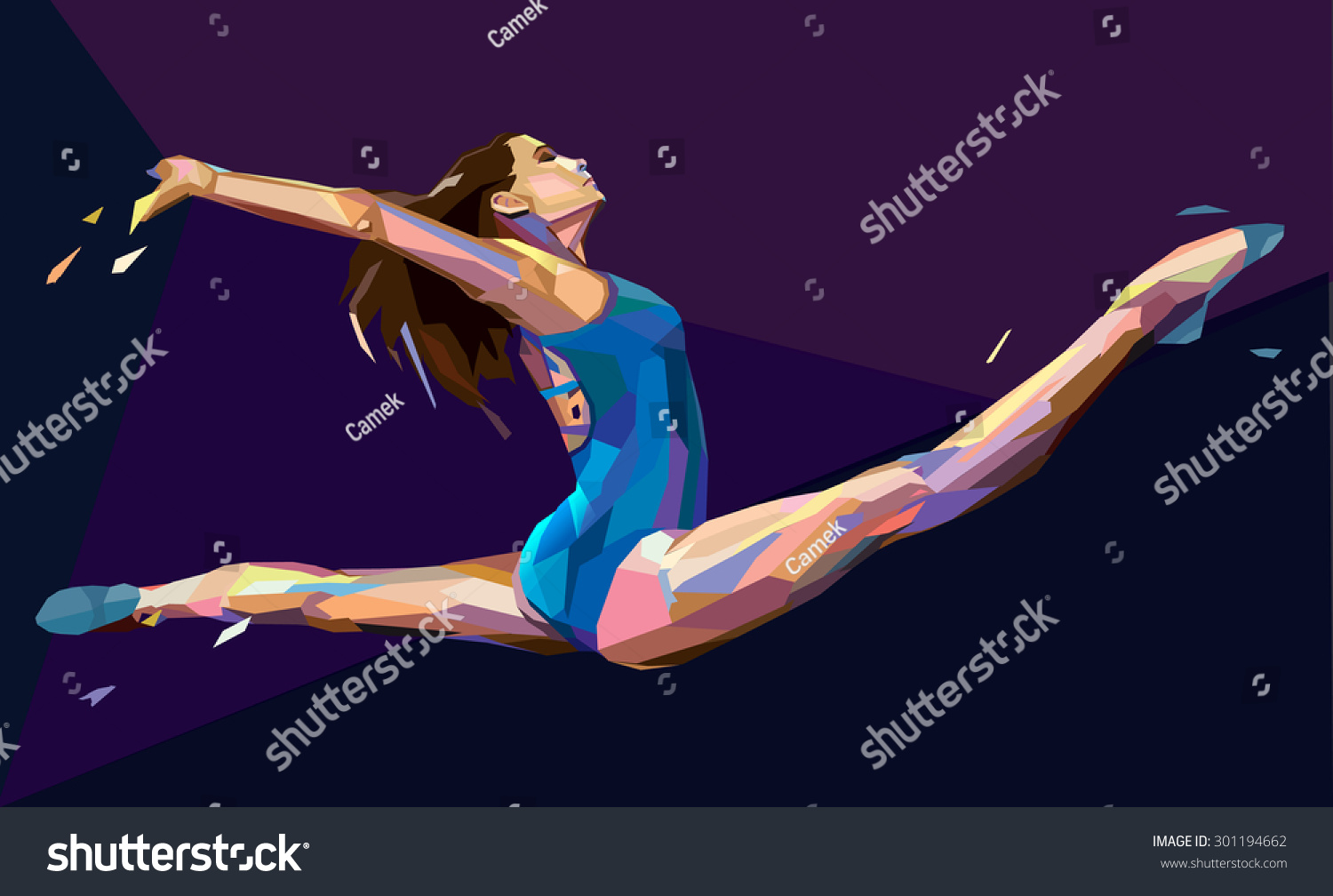 Нарисованная гимнастка в прыжке