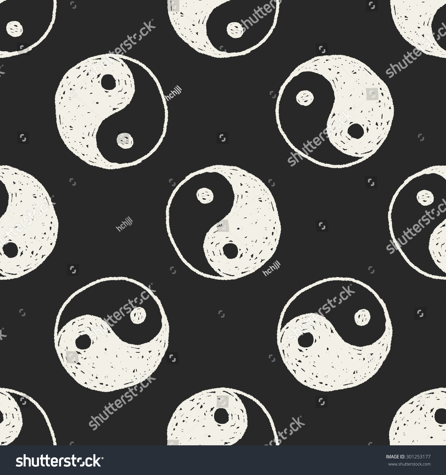 Tai Chi Doodle Seamless Pattern Background Stock Vector (Royalty Free ...