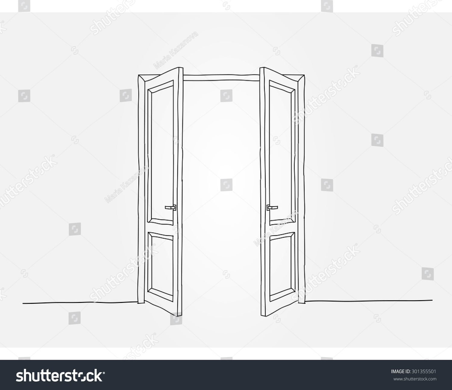 Two Contoured Doors Opening Light Stock Vector (Royalty Free) 301355501 ...