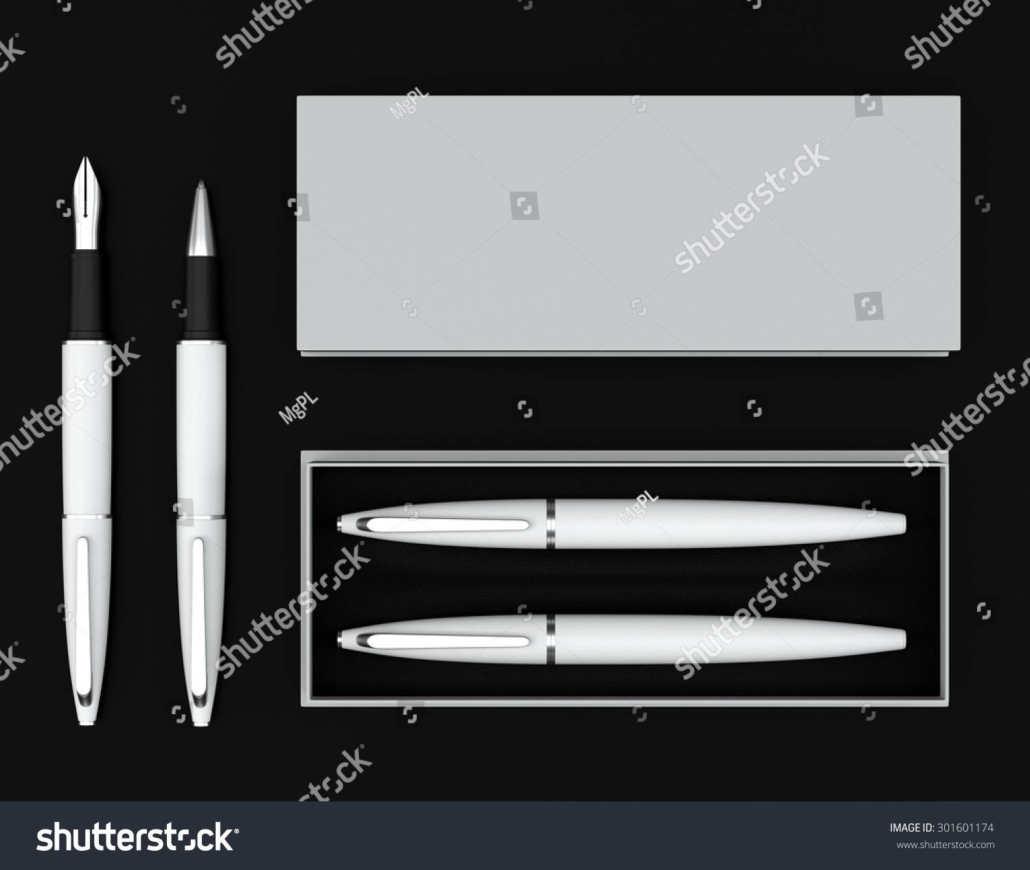 3d Render Writing Set Stylish Box Stock Illustration 301601174 ...