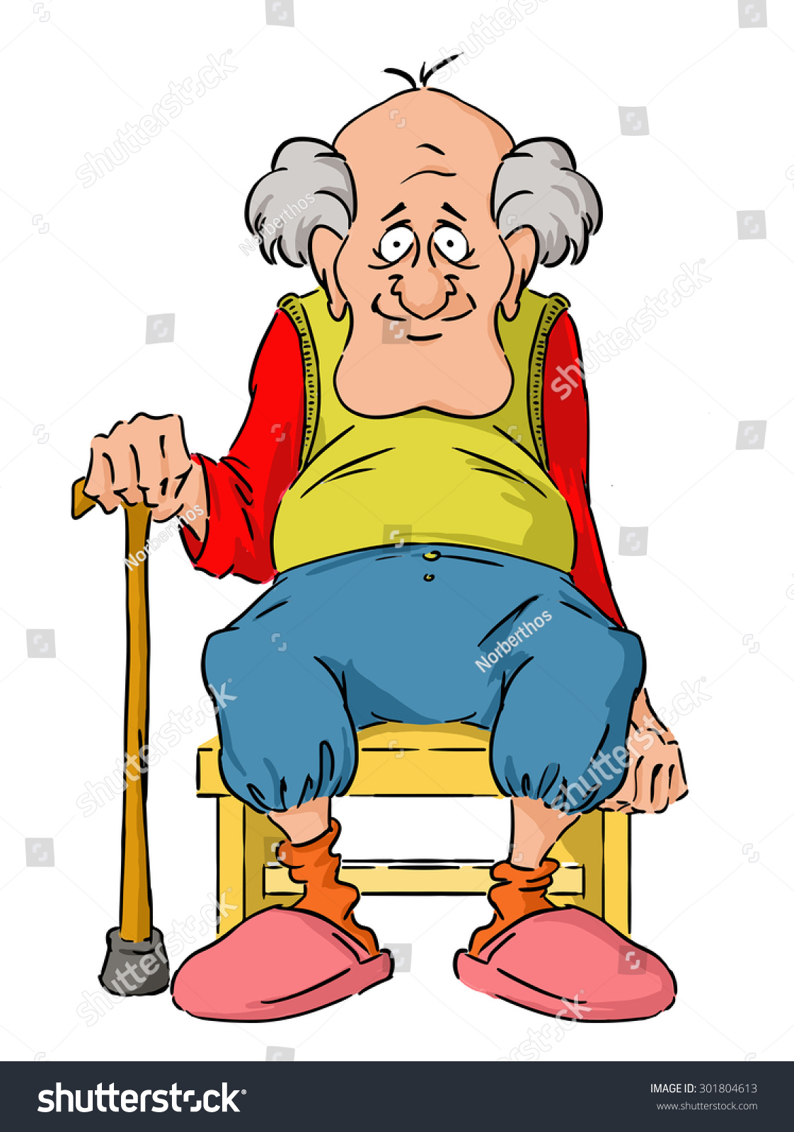 Дедушка сидит на стуле