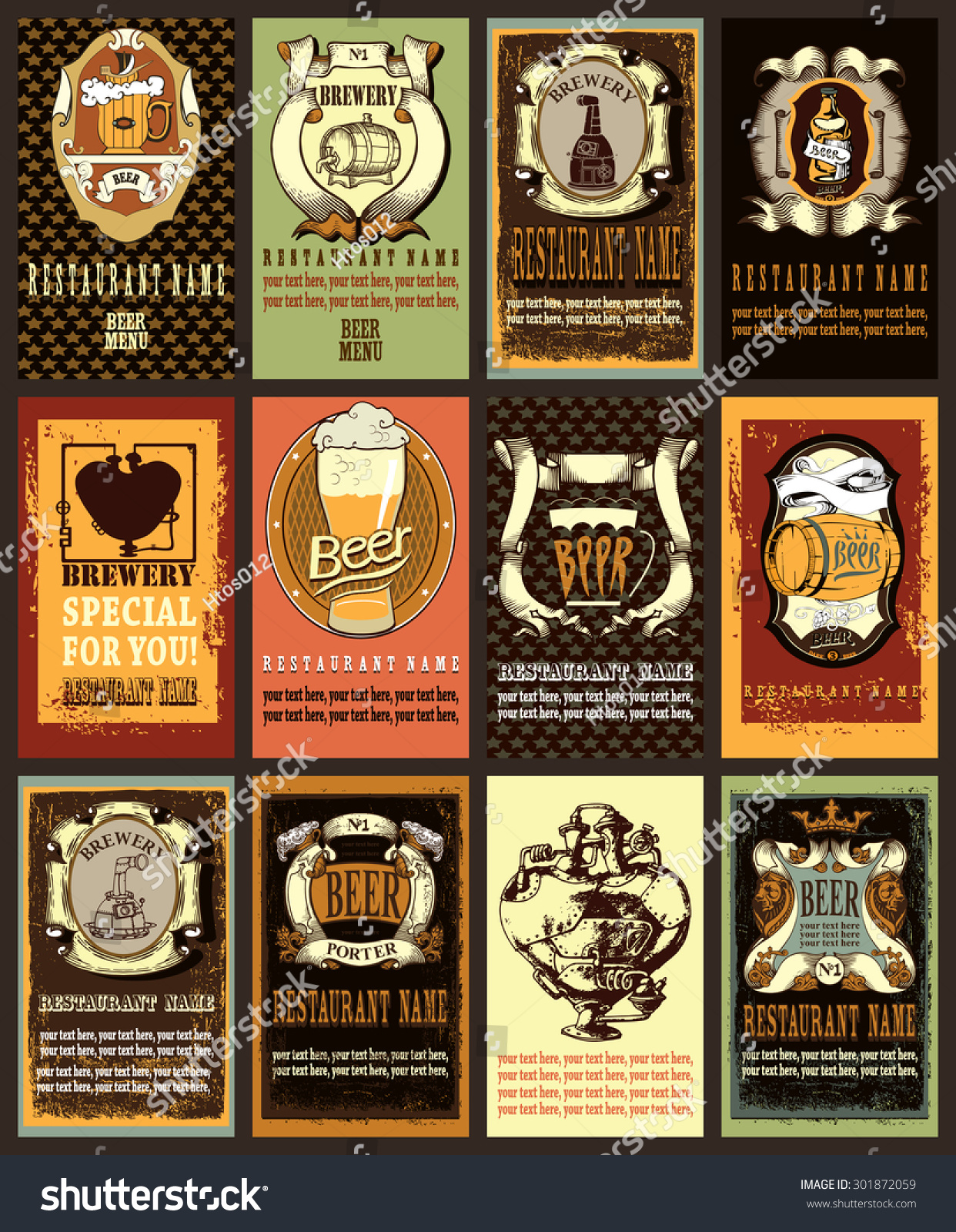 Set Contains Images Different Beer Labelsbeer Stock Vector (Royalty ...