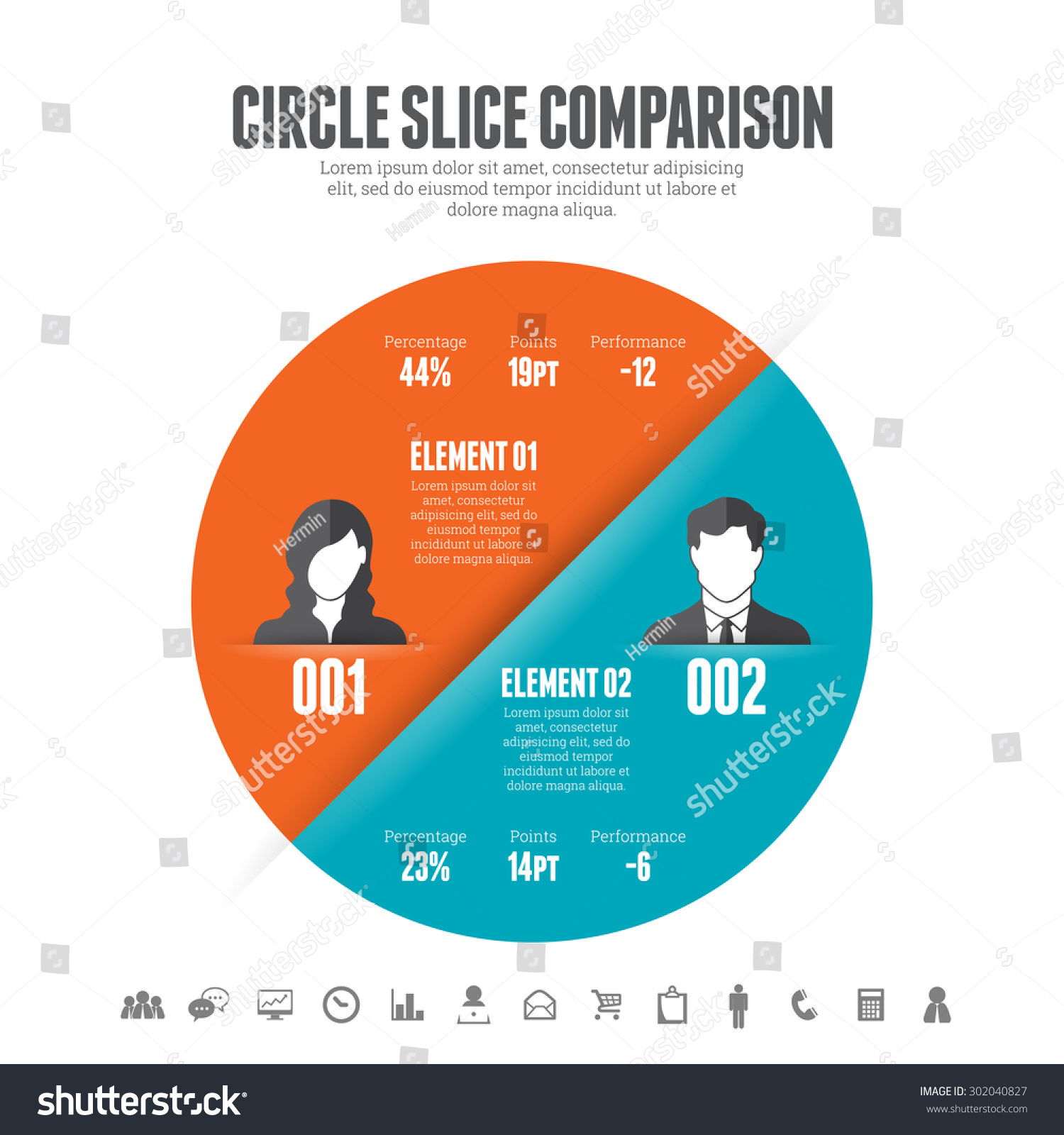 Vector Illustration Circle Slice Comparison Infographic Stock Vector