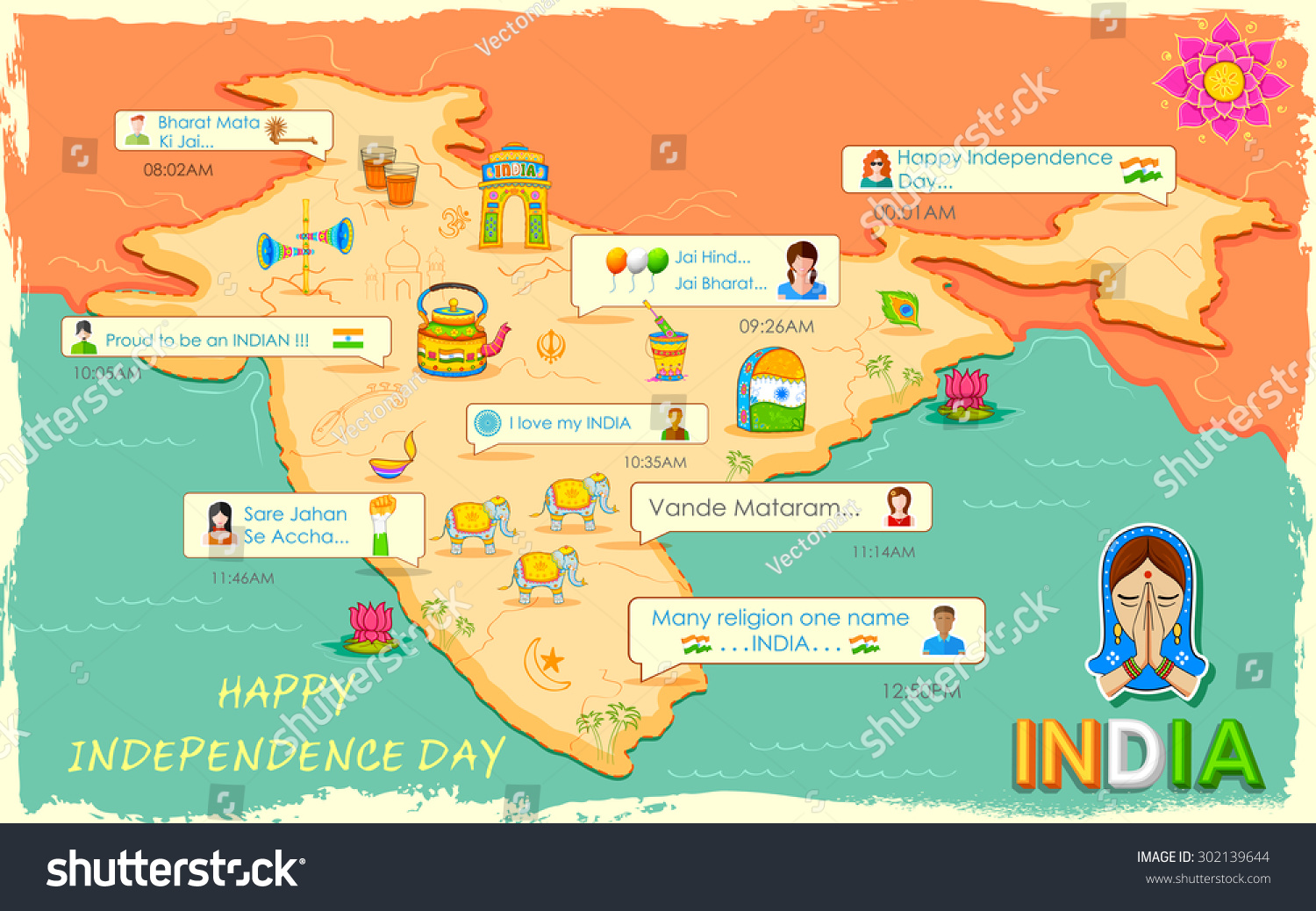 Illustration Happy Independence Day Message Social Stock Vector ...