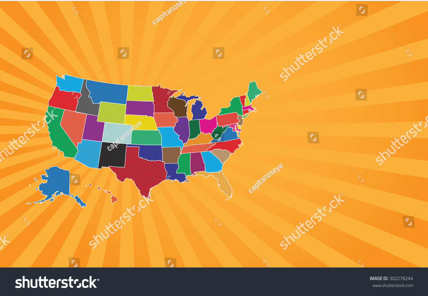 Colorful United States Map Vector Illustration 스톡 벡터로열티 프리 302278244 Shutterstock 0430