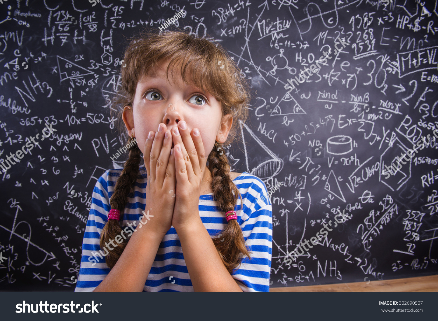 Cute Little Girl Front Big Blackboard Stock Photo 302690507 | Shutterstock