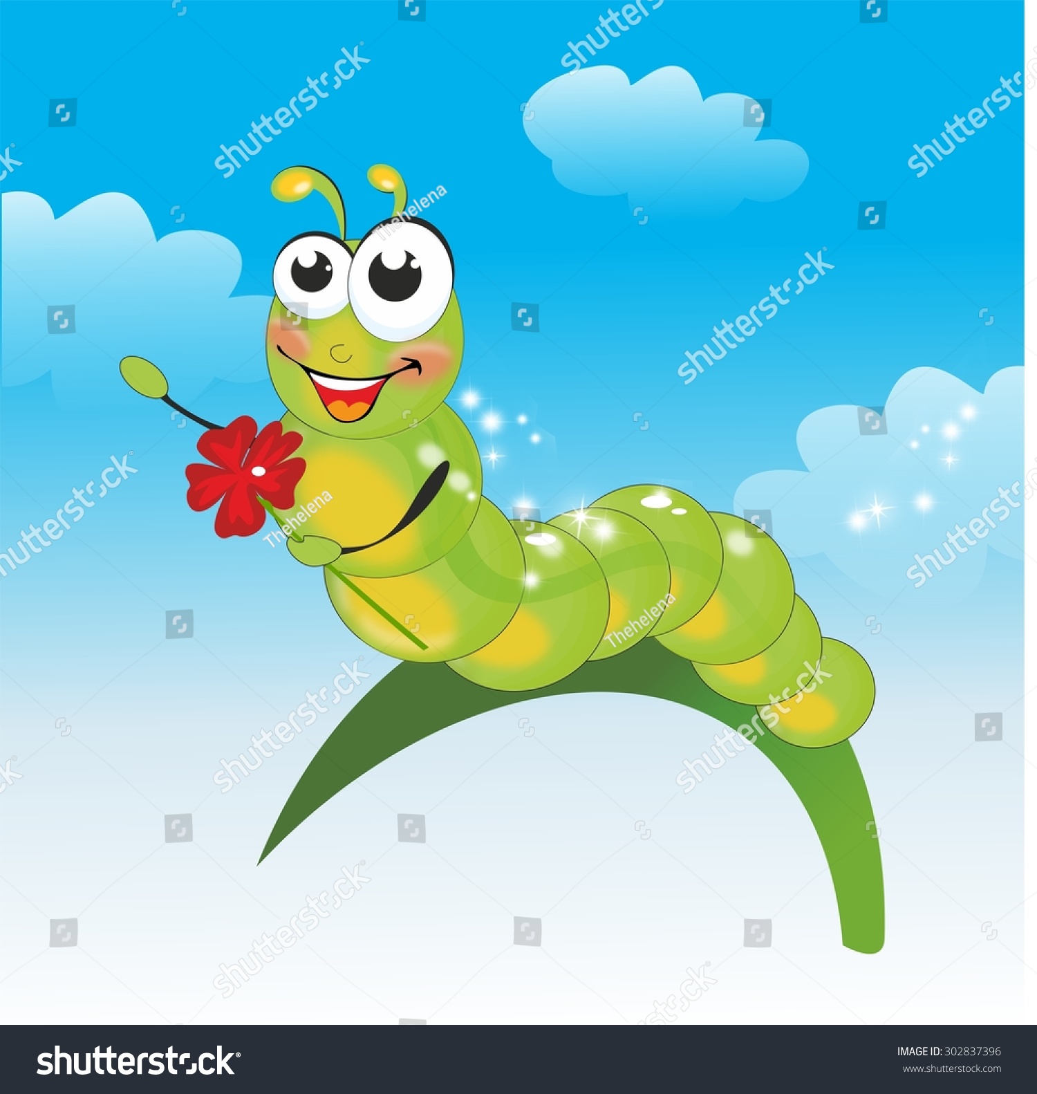 Good Caterpillar Smile Caterpillar On Grass Stock Illustration ...