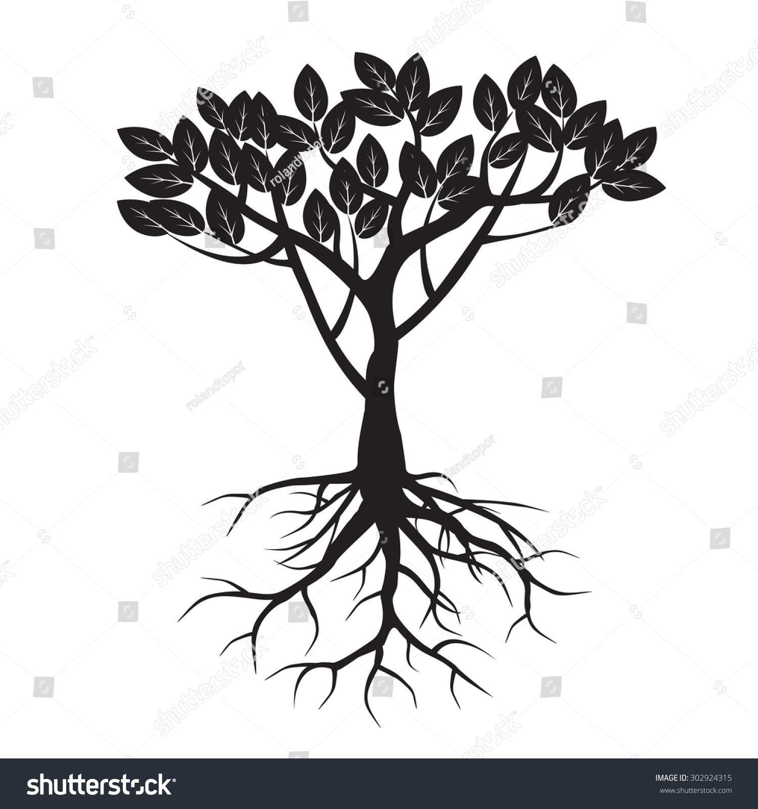 Black Tree Roots Vector Illustration Stock Vector (Royalty Free ...