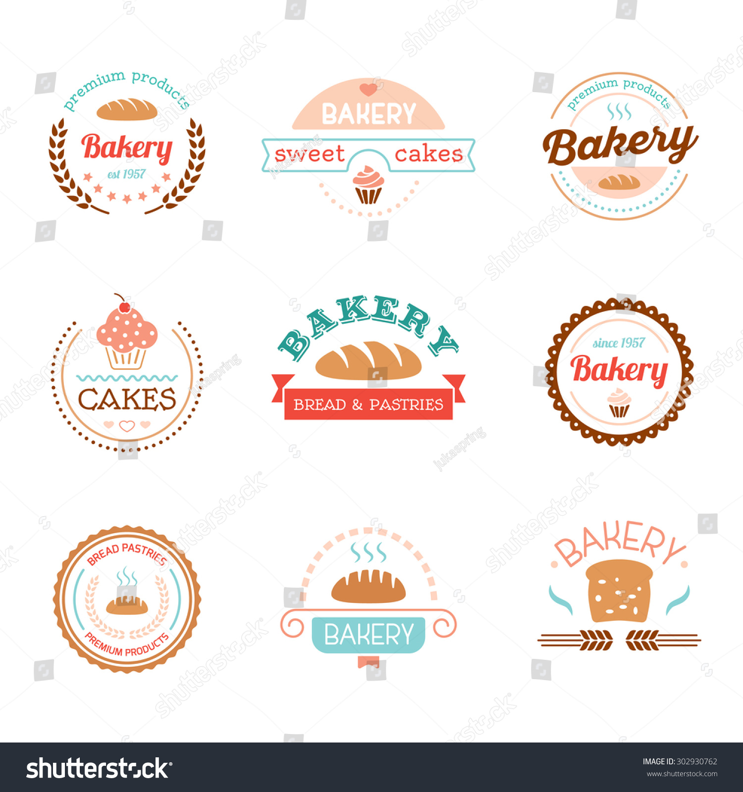 Set Bakery Logos Labels Badges Design Stock Vector (Royalty Free ...