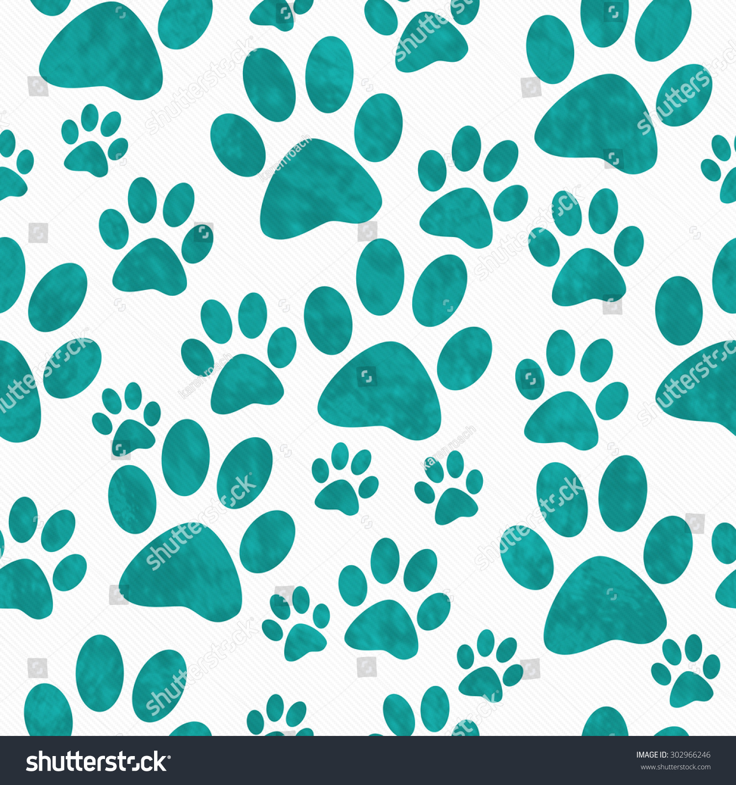 Teal White Dog Paw Prints Tile Stock Illustration 302966246 