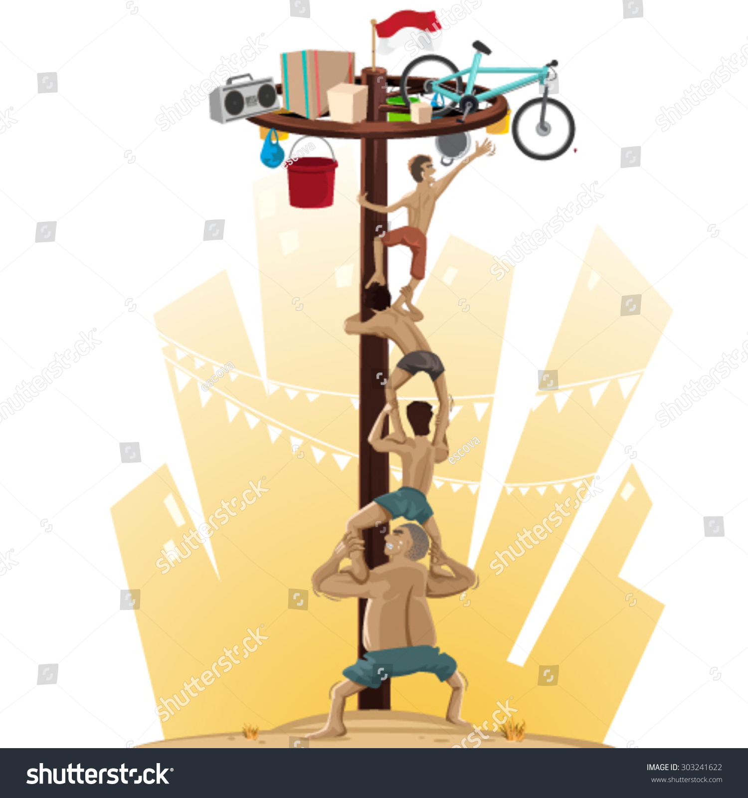 Panjat Pinang Pole Climbing Indonesian Independence Stock Vector ...