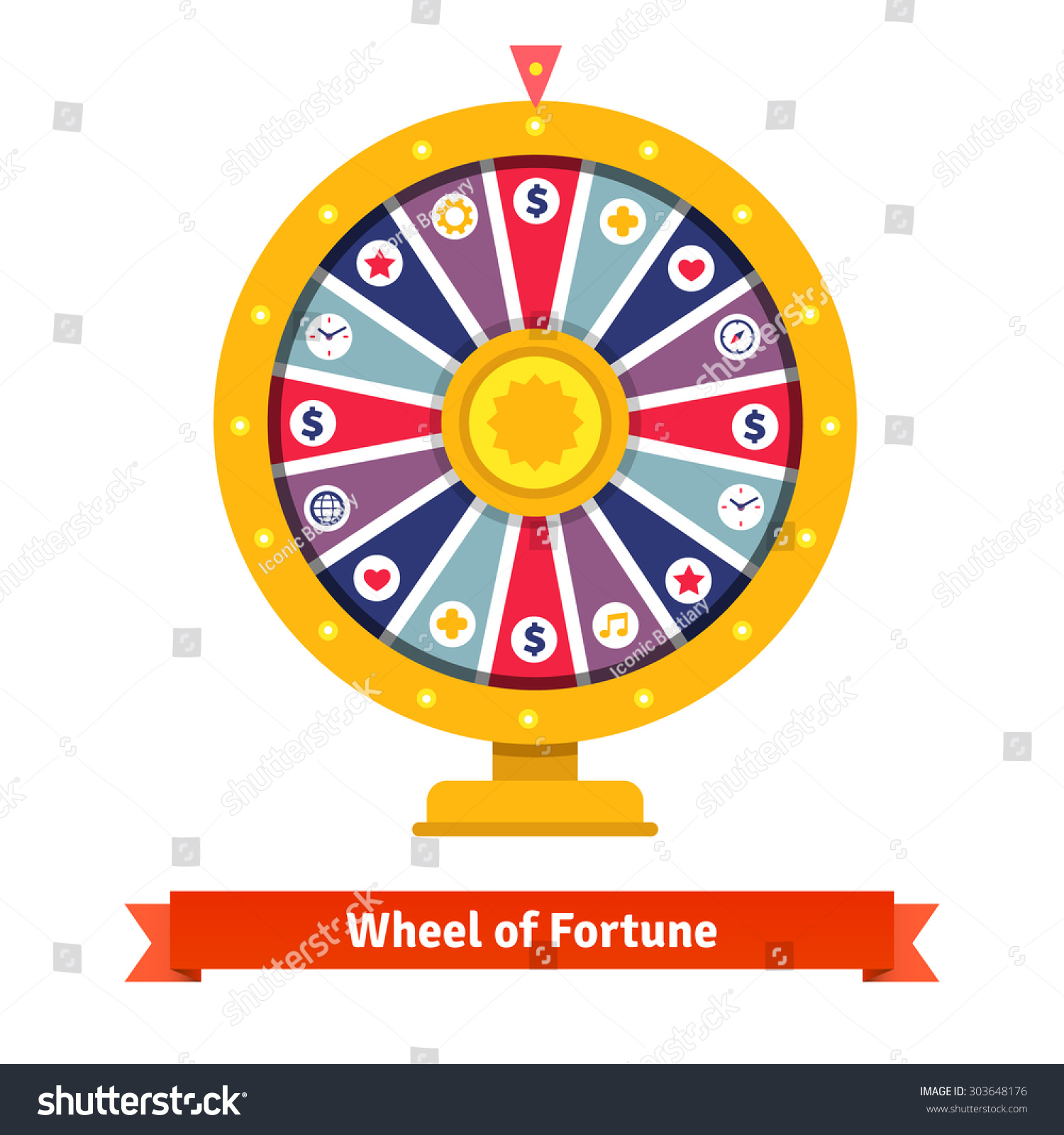 Wheel Fortune Bets Icons Flat Style Stock Vector (Royalty Free ...