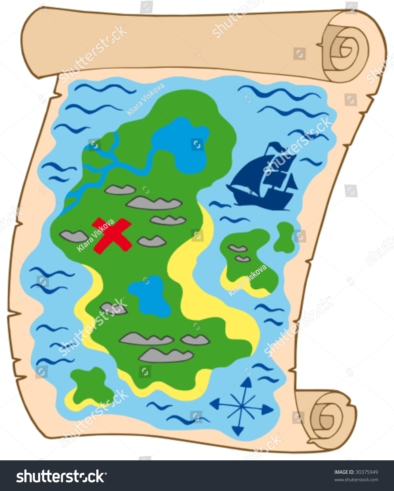 Old Banner Treasure Map Vector Illustration Stock Vector (Royalty Free ...