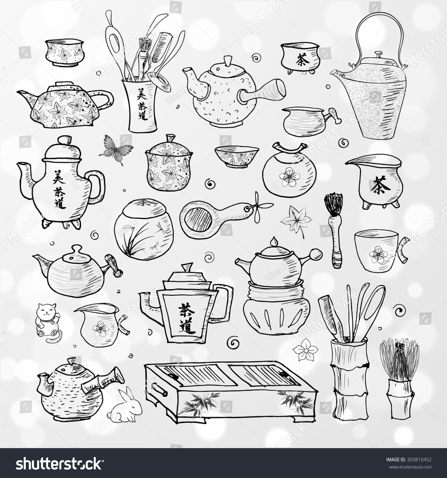 Посуда для чайной церемонии рисунок