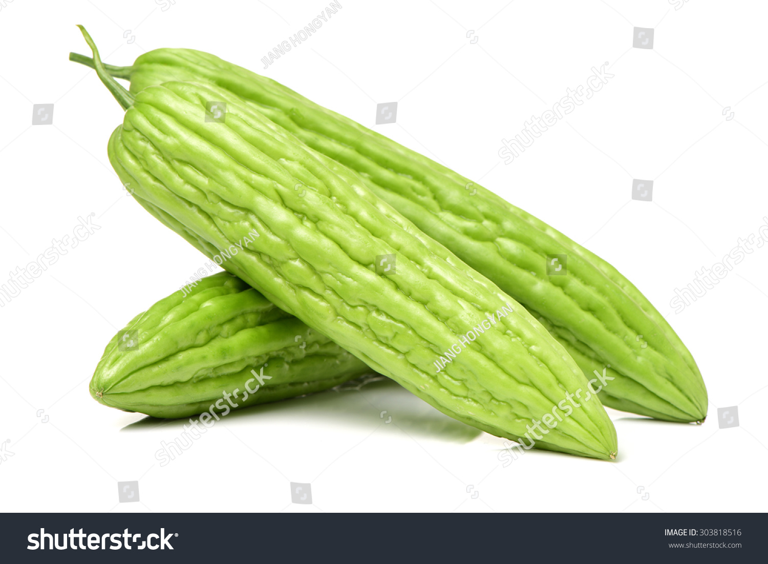 Bitter Melon Bitter Gourd On White Stock Photo 303818516 