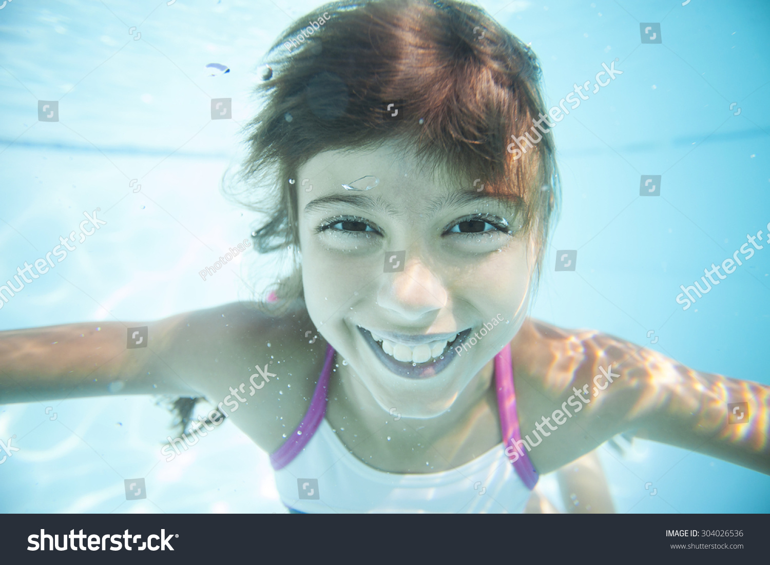 Joyful Girl Swimming Underwater Pool Stock Photo 304026536 | Shutterstock