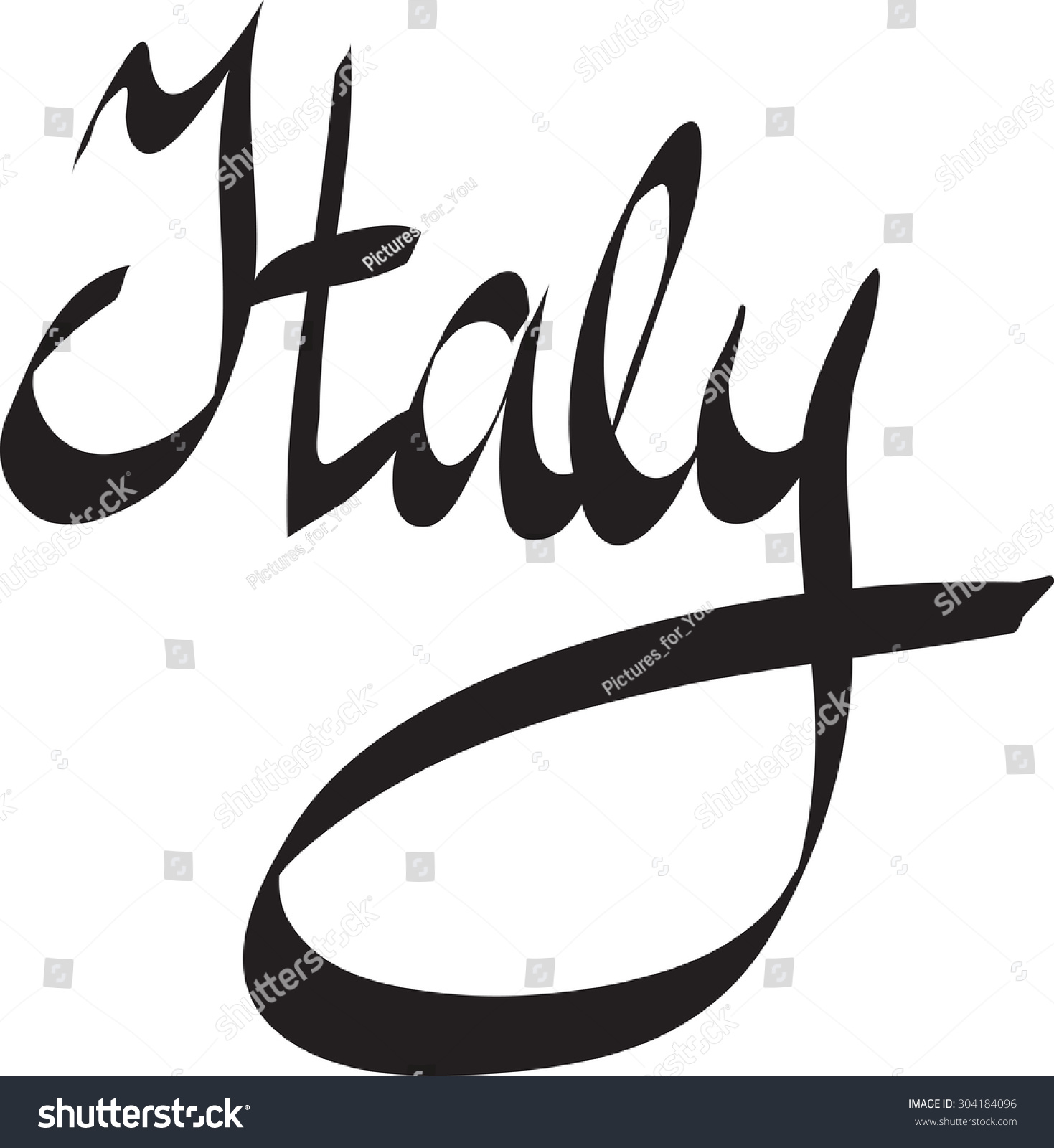 Italy Hand Drawn Lettering Vector Illustration Stock Vector (Royalty ...