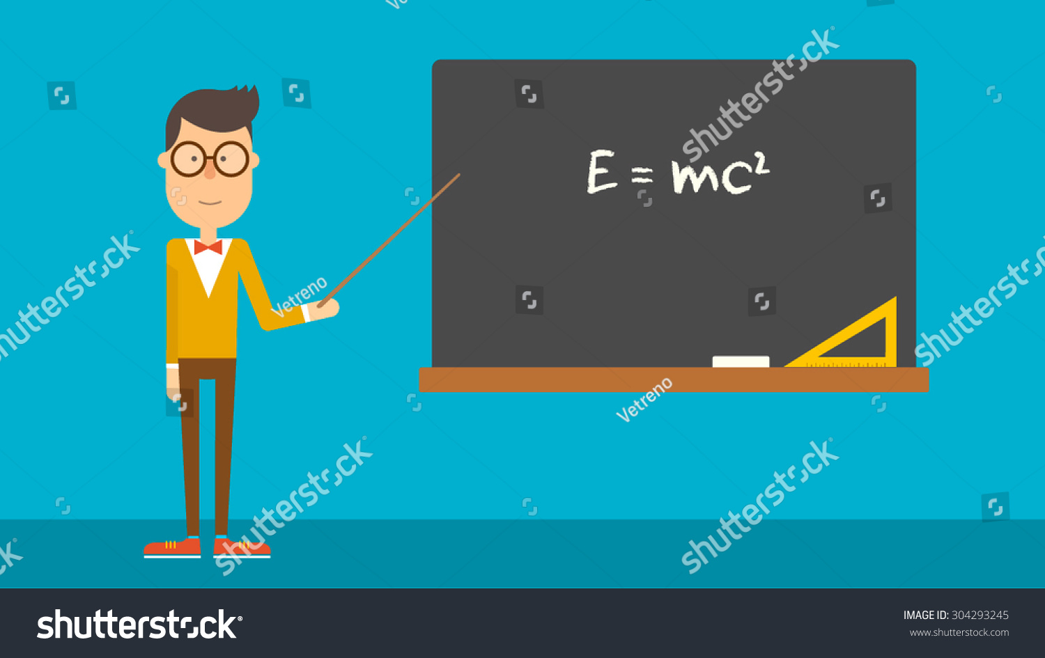 School Physics Teacher Shows Formula On Stock Vector (Royalty Free ...