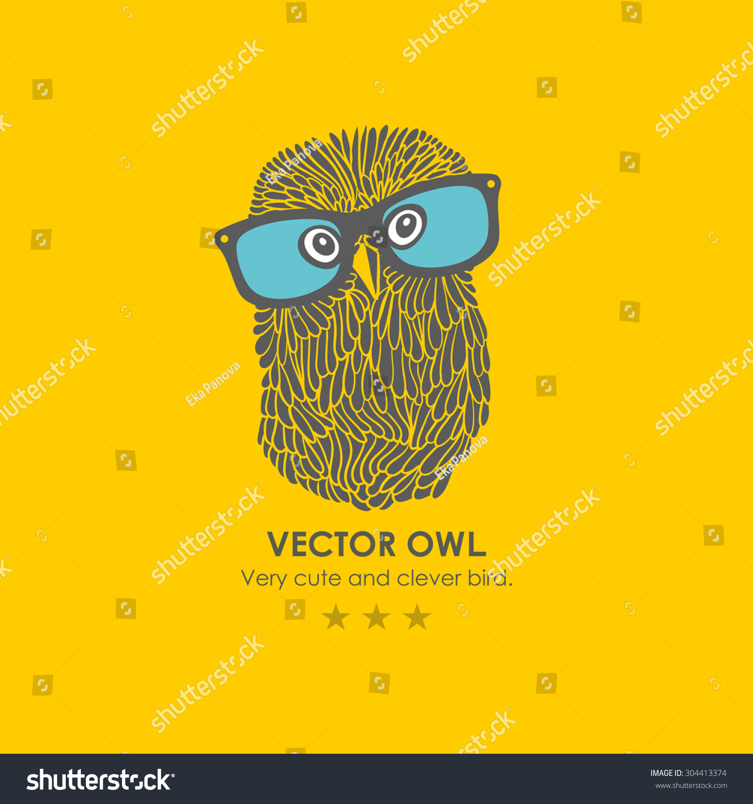 Print Cute Clever Owl Glasses Vector Stock Vector Royalty Free 304413374 Shutterstock