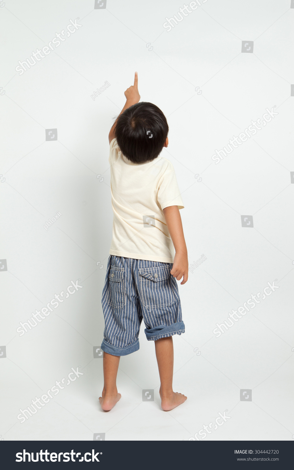 Child Pointing Wall Back View Isolated Stock Photo 304442720 | Shutterstock