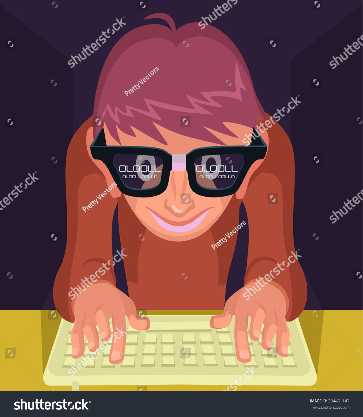 Programmer Hacker Vector Flat Cartoon Illustration Stock Vector ...