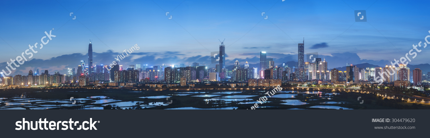 Panorama Skyline Shenzhen City China Twilight Stock Photo 304479620 ...