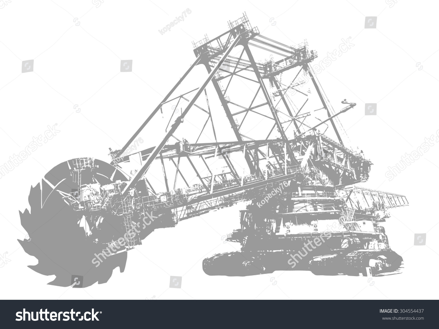 Bucket Wheel Excavator Illustration Isolated On Stock Vector (Royalty ...