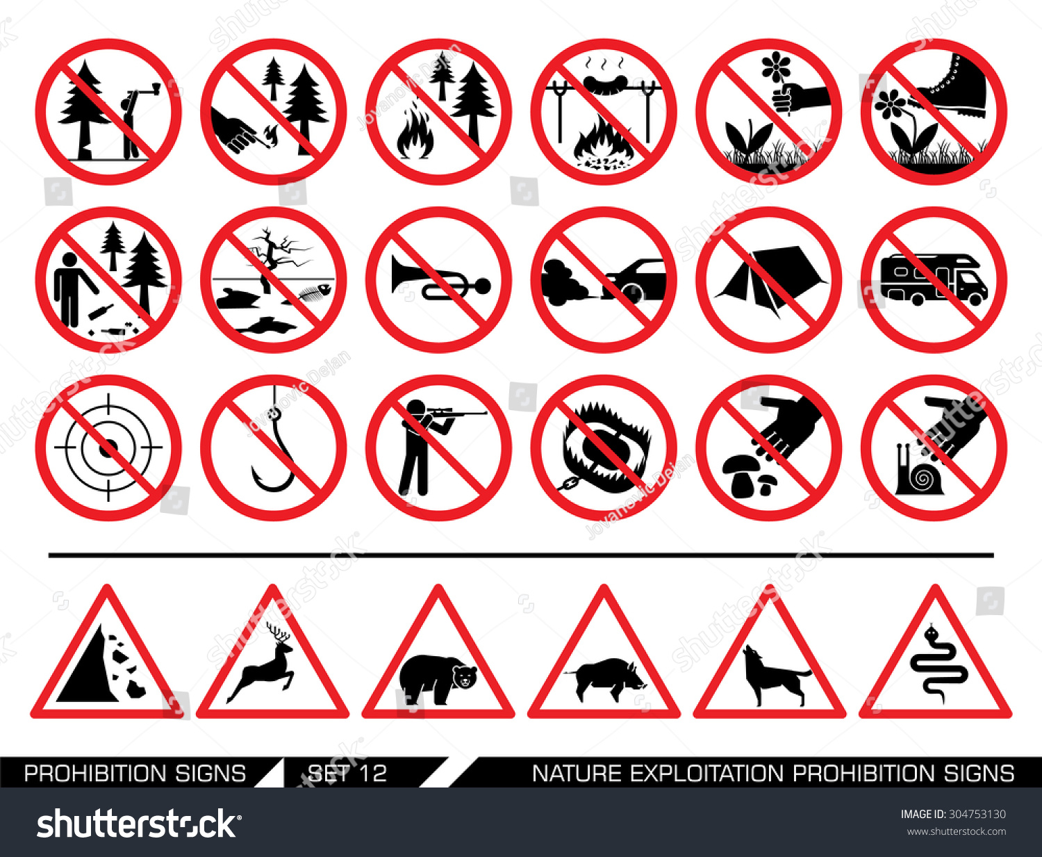 Предупреждающие и запрещающие экологические знаки