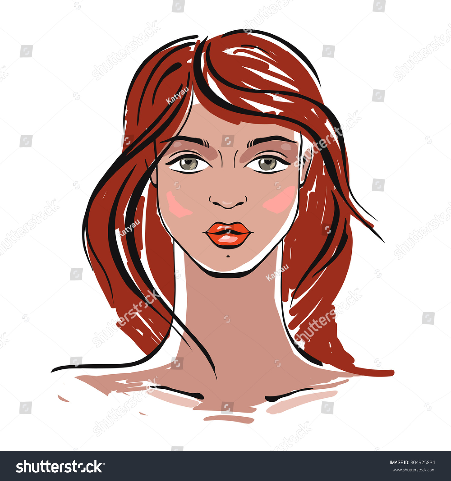 Beautiful Woman Portrait Hand Drawn Fashion Stock Vector Royalty Free 304925834 Shutterstock 0083